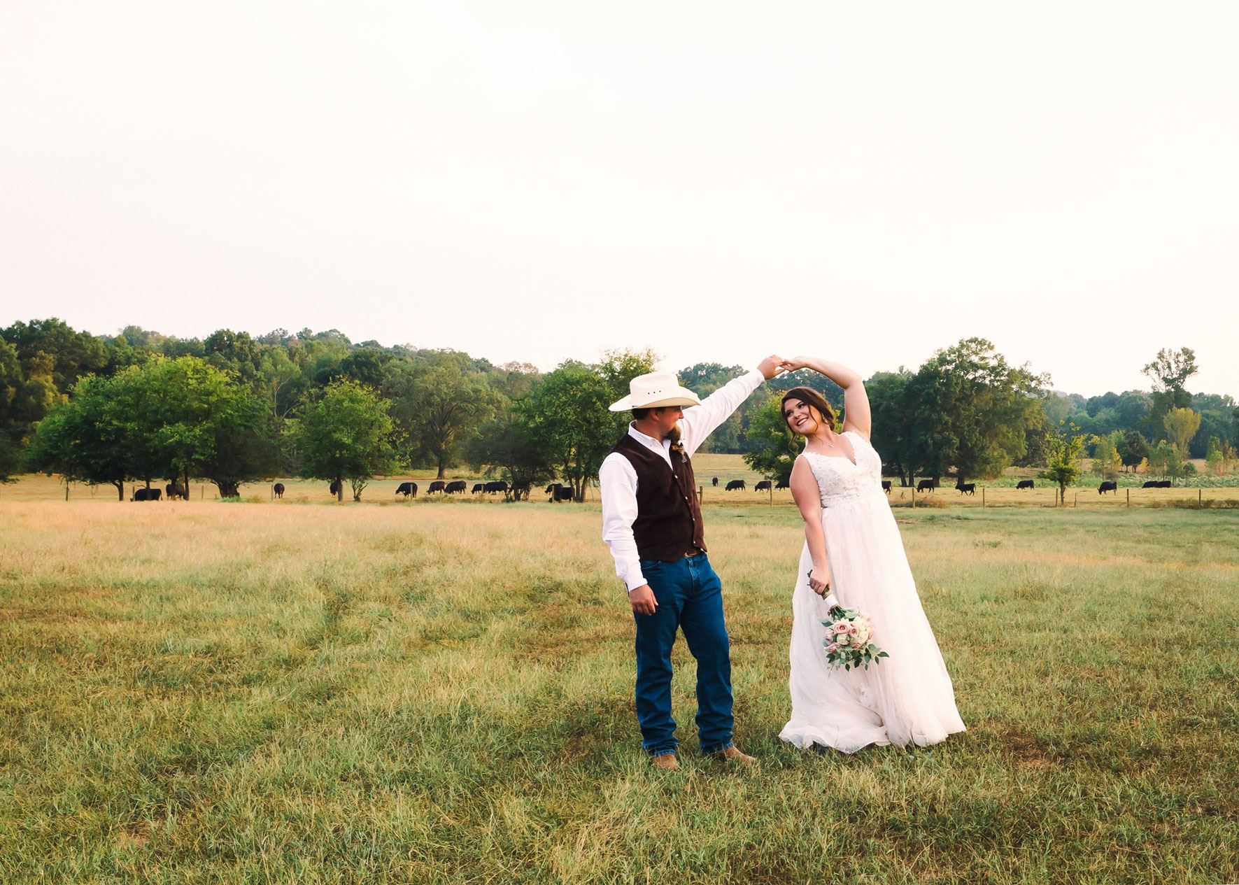 country wedding dancing in a field stella york bride