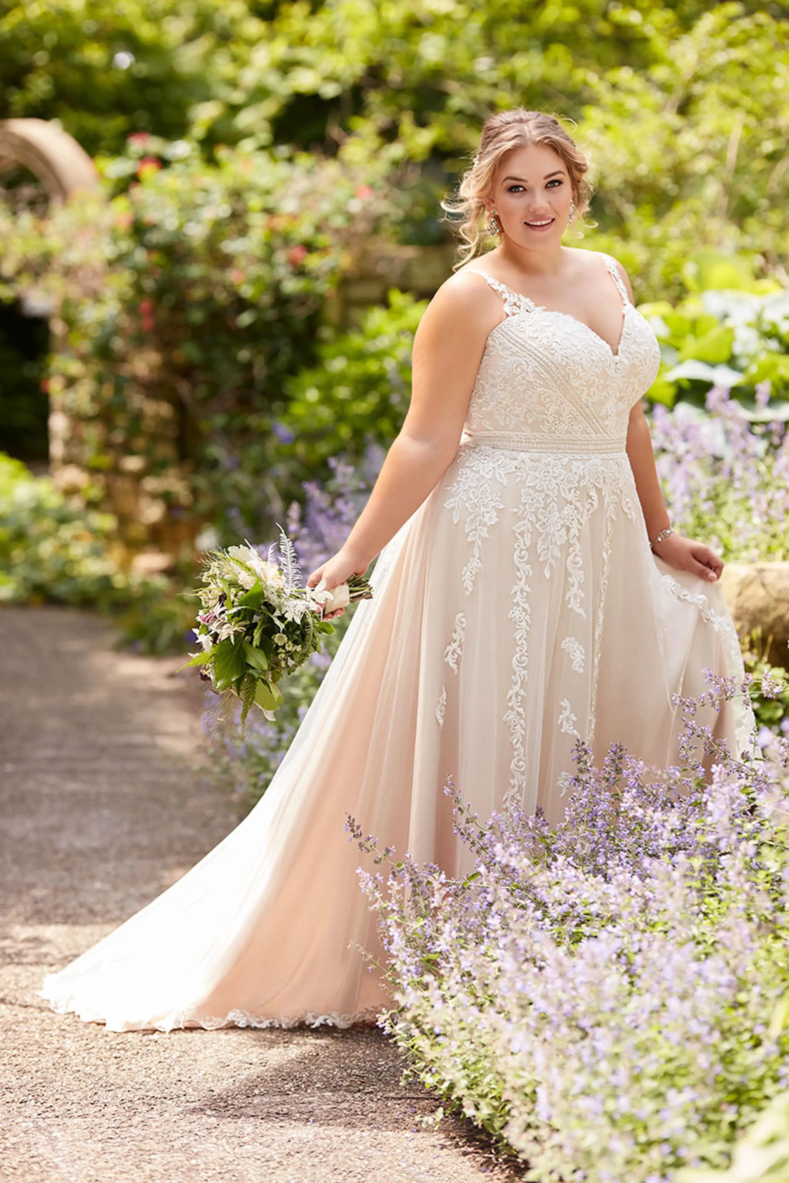 Mixed-Pattern Lace Wedding Dress with Beading - Essense of Australia  Wedding Dresses